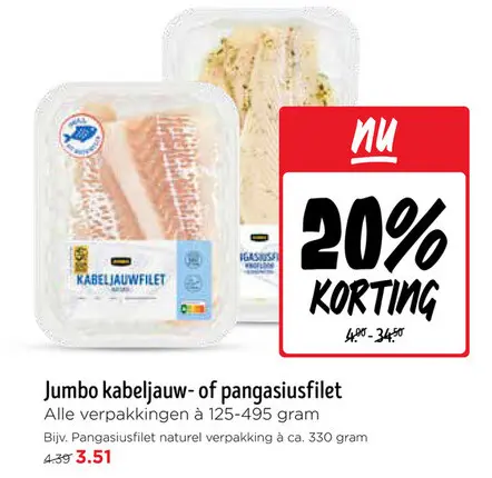 Aanbieding: Jumbo kabeljauw- of pangasiusfilet