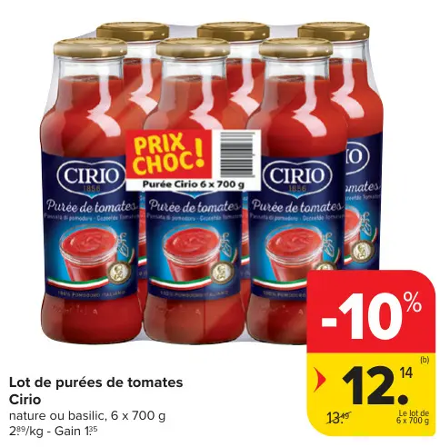 Offre: Lot de purées de tomates