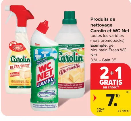Offre: Produits de nettoyage Carolin et WC Net