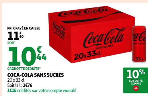 Offre: Coca-cola sans sucres