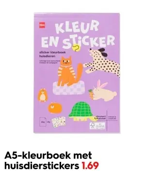 Aanbieding: A5-kleurboek met huisdierstickers