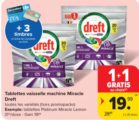 Offre: Tablettes vaisselle machine Miracle
