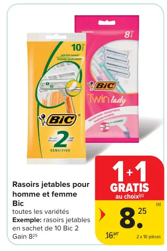 Offre: Rasoirs jetables pour homme et femme