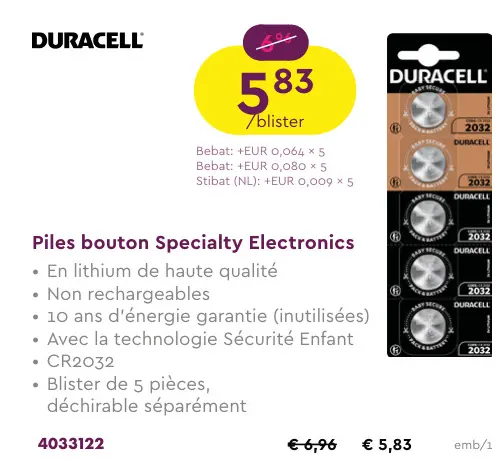 Offre: Piles bouton Specialty Electronics