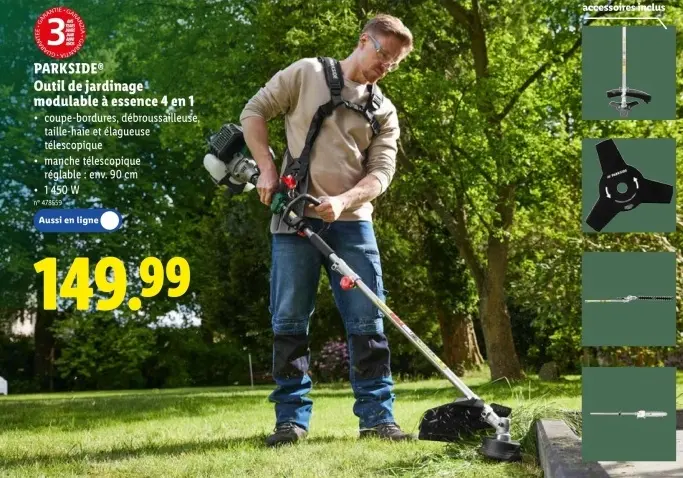 Offre: Outil de jardinage modulable à essence 4 en 1