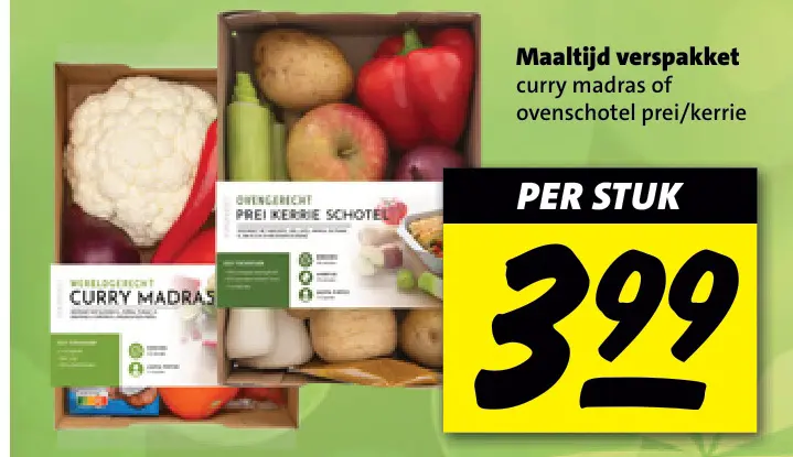 Aanbieding: Maaltijd verspakket curry madras of ovenschot