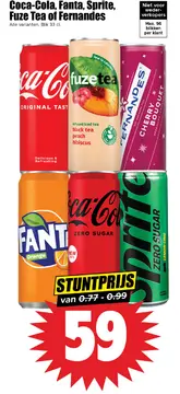 Aanbieding: Coca-Cola, Fanta, Sprite, Fuze Tea of Fernandes