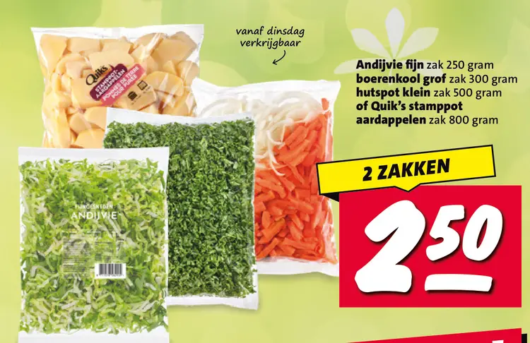 Aanbieding: Andijvie fijn, boerenkool grof, hutspot klein of Quik's stamppot aardappelen