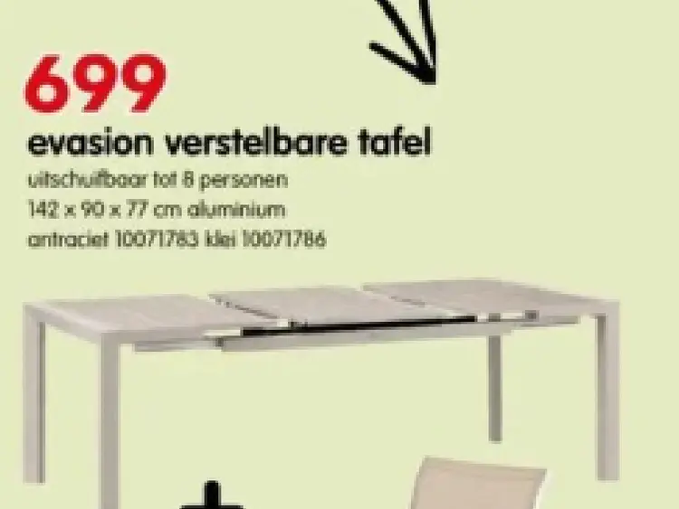 Promotie: evasion verstelbare tafel