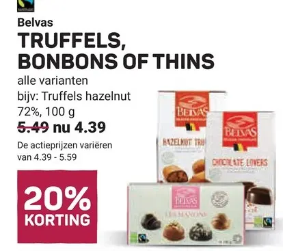 Aanbieding: Truffels, bonbons of thins