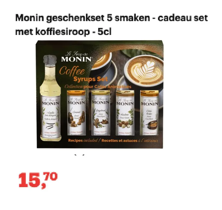 Promotie: Monin geschenkset 5 smaken - cadeau set met k