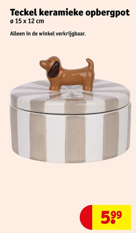 Aanbieding: Teckel keramieke opbergpot