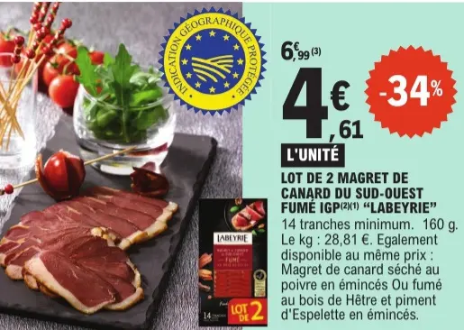 Aanbieding: Lot de 2 magret de canard du sud-ouest fumé i