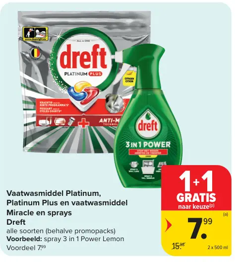 Promotie: Vaatwasmiddel Platinum, Platinum Plus en vaatwasmiddel