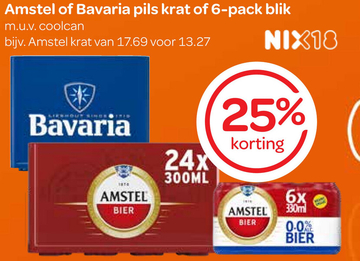 Aanbieding: Amstel of Bavaria pils krat of pack blik