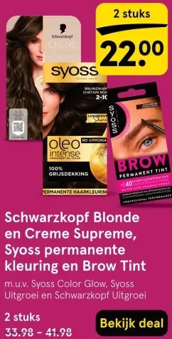 Aanbieding: Blonde en Creme Supreme, Syoss permanente kleuring en Brow Tint