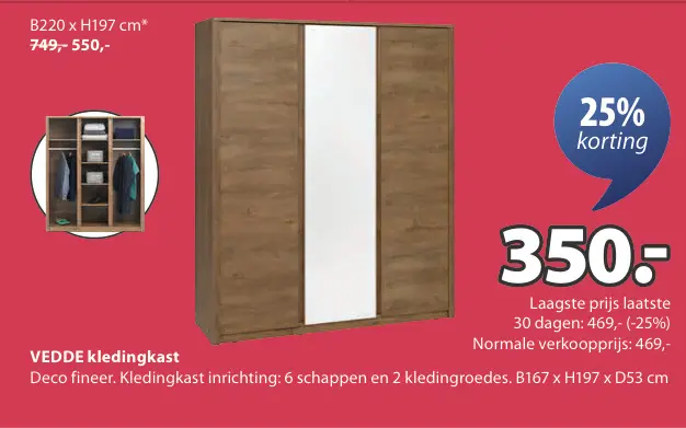 Aanbieding: VEDDE kledingkast
