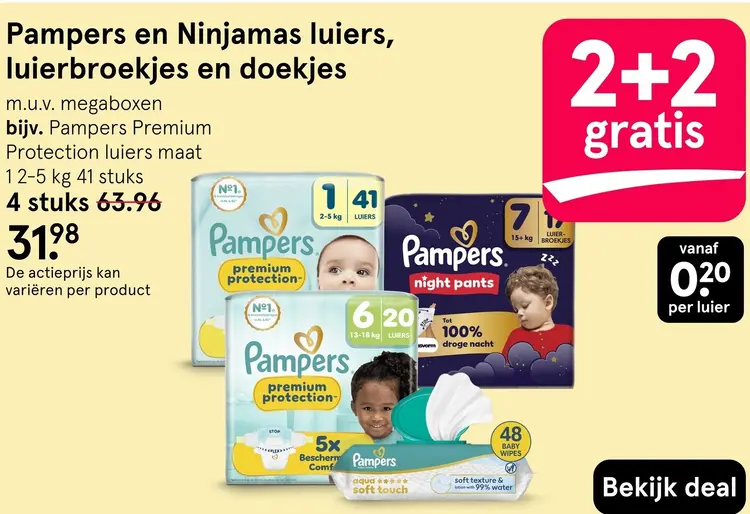 Aanbieding: Pampers en Ninjamas Luiers, luierbroekjes en doekjes