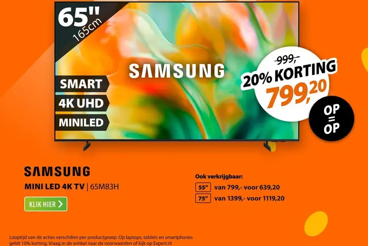 Aanbieding: Samsung Mini LED 4K 65M83H (2026)