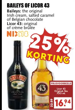 Aanbieding: Baileys or Licor 43