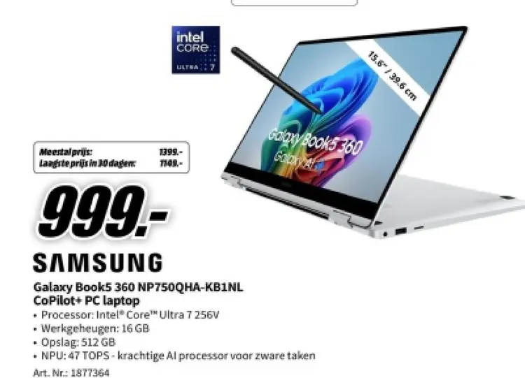 Aanbieding: Galaxy Book5 360 NP750QHA-KB1NL CoPilot+ PC laptop