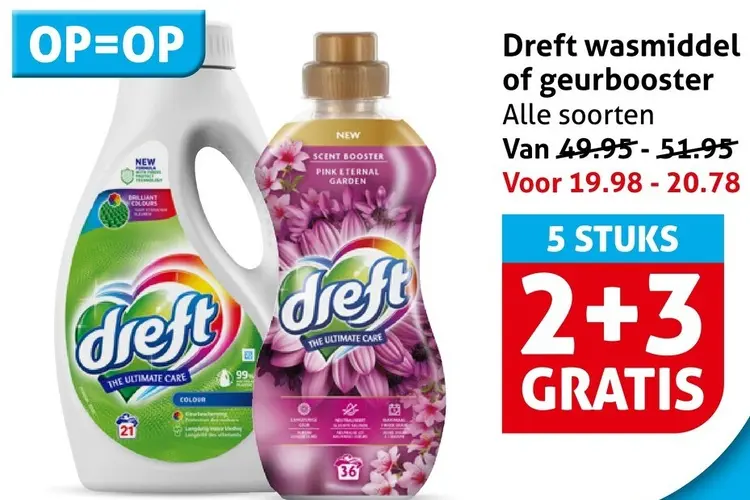 Aanbieding: Dreft wasmiddel of geurbooster