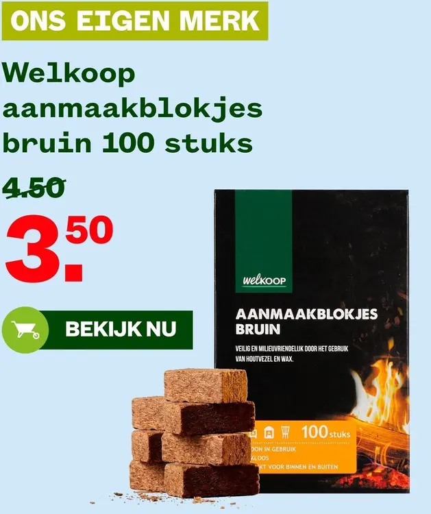 Aanbieding: Aanmaakblokjes bruin 100 stuks