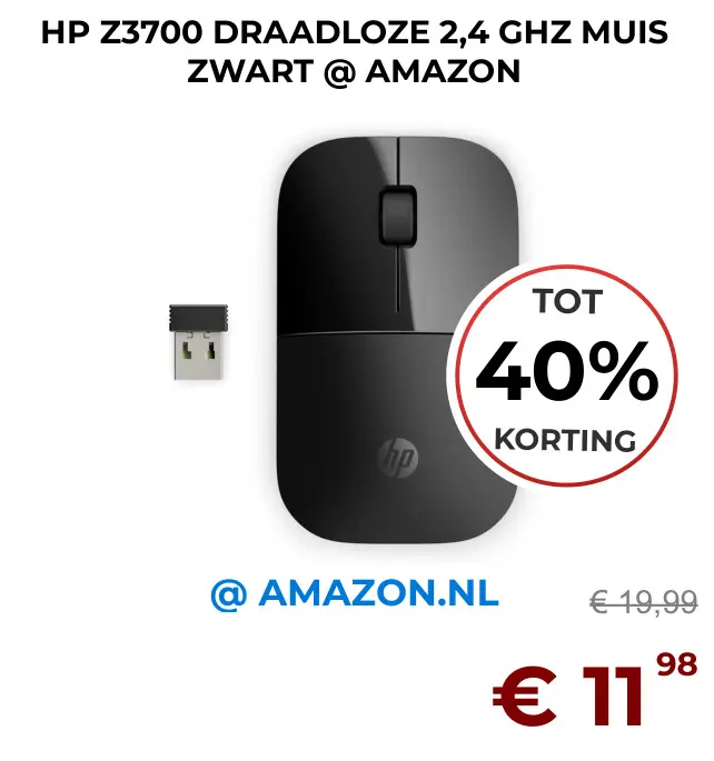 Aanbieding: Hp z3700 draadloze 2,4 ghz muis zwart