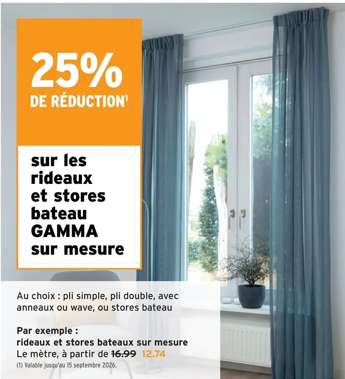 Offre: rideaux et stores bateau GAMMA sur mesure