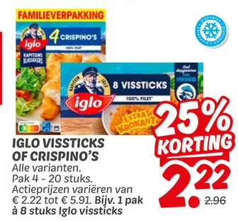 Aanbieding: Iglo vissticks of crispino's