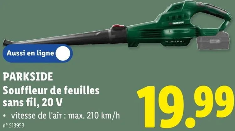 Offre: Souffleur de feuilles sans fil, 20 V