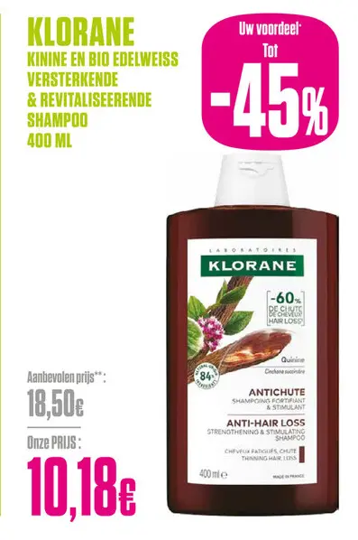 Promotie: Kinine en bio edelweiss versterkende & revitaliseerende shampoo