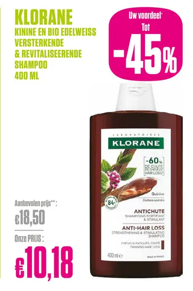 Promotie: Kinine en bio edelweiss versterkende & revitaliseerende shampoo