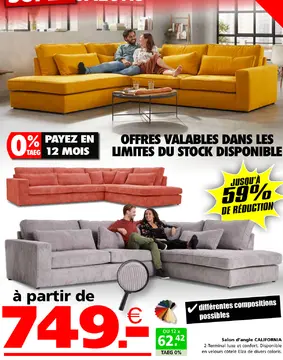 Offre: Salon d'angle CALIFORNIA