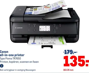 Aanbieding: Canon all-in-one printer Type Pixma TR7650