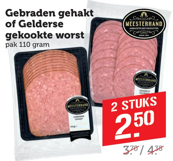 Aanbieding: Gebraden gehakt of Gelderse gekookte worst