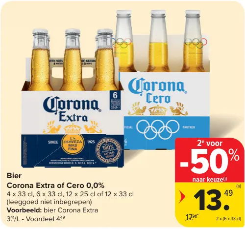 Promotie: Bier Extra of Cero 0,0%