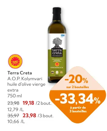 Offre: A.O.P. Kolymvari huile d'olive vierge extra