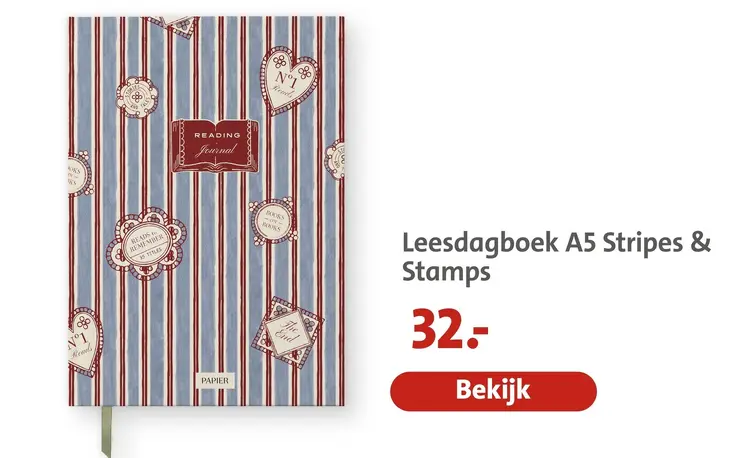 Aanbieding: Leesdagboek A5 Stripes & Stamps