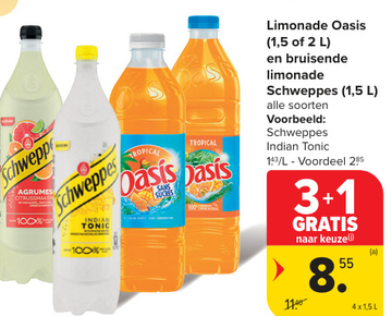 Aanbieding: Limonade Oasis en bruisende limonade Schweppes