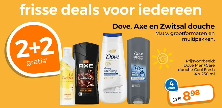 Aanbieding: Dove, Axe en Zwitsal douche