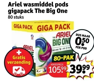 Aanbieding: Ariel wasmiddel pods gigapack The Big One