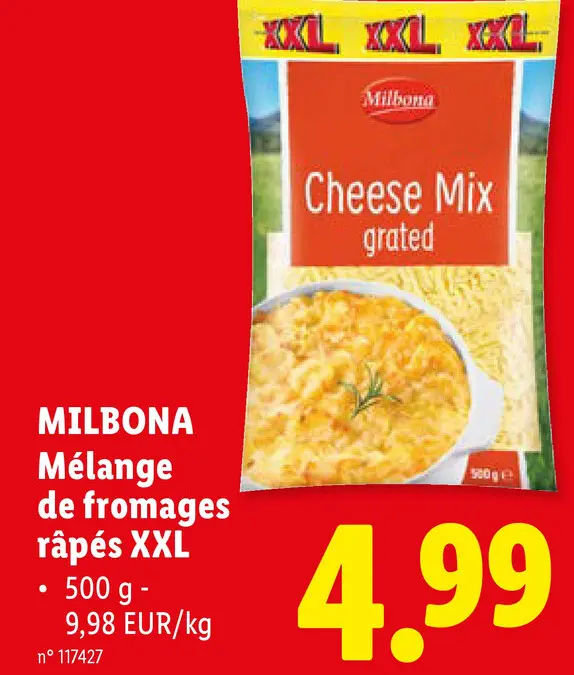 Offre: Mélange de fromages râpés XXL
