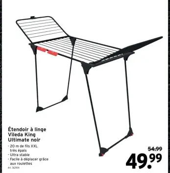 Offre: Étendoir à linge Vileda King Ultimate noir