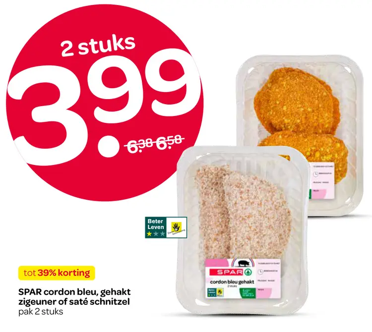 Aanbieding: Cordon bleu, gehakt zigeuner of saté schnitzel