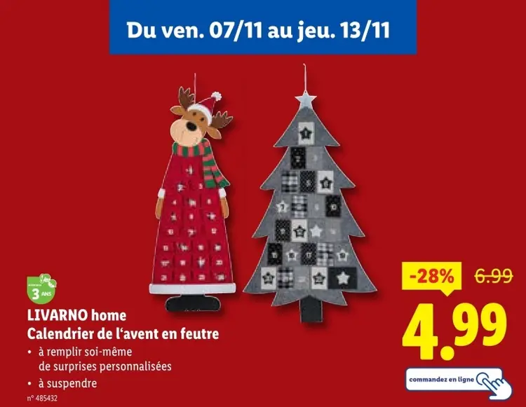 Offre: Calendrier de l'avent en feutre