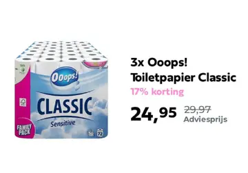 Aanbieding: 3x Ooops! Toiletpapier Classic