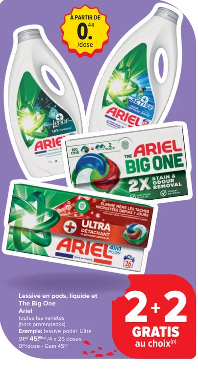 Offre: Lessive en pods, liquide et The Big One