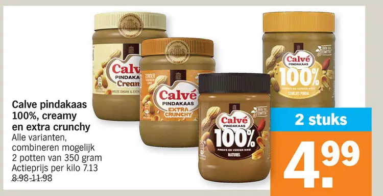 Offre: Pindakaas 100%, creamy en extra crunchy