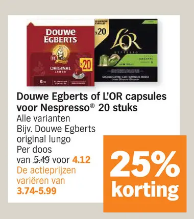 Promotie: Capsules voor Nespresso